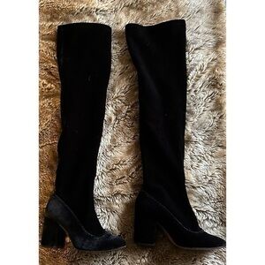 Topshop Over the Knee, Thigh High Boots, 38, Velvet-like Stretch Fabric